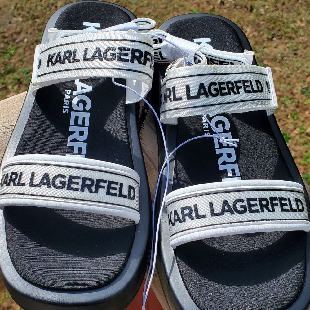 New Karl Lagerfeld White and Black Sandals